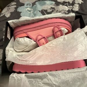 Pink coach sandals